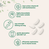 Micro Ingredients Vitamin B1 500mg with Benfotiamine with MCT Oil, 240 softgels