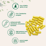 Berberine with Ceylon Cinnamon, Chromium, & Turmeric, 3,000mg Equivalent