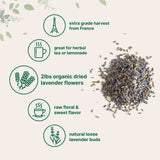 Micro Ingredients Organic Dried Lavender Flowers, 2lbs