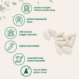 Micro Ingredients Lithium Orotate 10mg, 240 Veggie Capsules