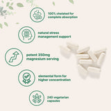 Micro Ingredients Magnesium Glycinate 350mg Per Serving, 240 Veggie Capsules