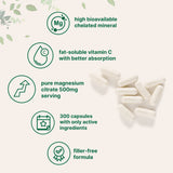 Micro Ingredients Pure Magnesium Citrate Supplements 500mg Per Serving, 300 Capsules