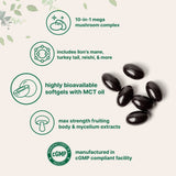 Micro Ingredients Mega Mushroom 10-in-1 with MCT Oil, 240 Softgels
