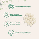 Micro Ingredients NAC 600mg with NAD+, N-Acetyl L-Cysteine + Nicotinamide + MCT Oil, Cellular Energy & Antioxidant Support
