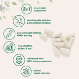 Micro Ingredients NAD+ Supplement 500mg with Resveratrol, 240 Veggie Capsules