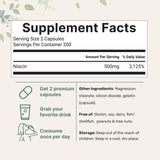Micro Ingredients Niacin 500mg Per Serving, 400 Capsules | Flush Free B3 Vitamins