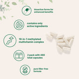 Micro Ingredients 2 Pack Pure Methylated Multivitamin, 480 Capsules