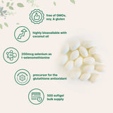 Micro Ingredients Selenium Supplement 200mcg, 500 Softgels with Coconut Oil