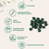 Micro Ingredients Organic Spirulina Chlorella 2,000mg Per Serving, 2,500 Mini Tablets