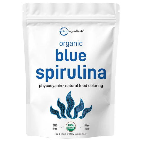 Micro Ingredients Organic Blue Spirulina Powder (Phycocyanin Extract) - No Fishy Smell, 100% Vegan Protein from Blue-Green Algae