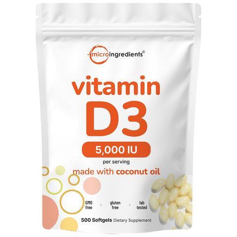 Micro Ingredients Vitamin D3 5,000 IU, 500 Softgels