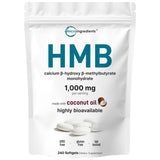 Micro Ingredients HMB 1,000mg, 240 Softgels with Coconut Oil, Highly Bioavailable