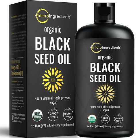 Micro Ingredients Organic Black Seed Oil, 16 fl oz | Cold Pressed Black Cumin Seeds from Nigella Sativa