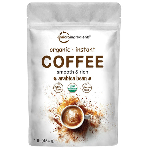 Micro Ingredients Organic Instant Coffee, 1lb Powder | Premium Arabica Coffee Beans Source